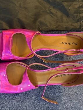 Pink Holographic Ankle-Strap Sandals